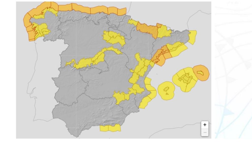 Avisos por lluvias, nieve, viento fuerte y temporal marítimo previstos para el martes