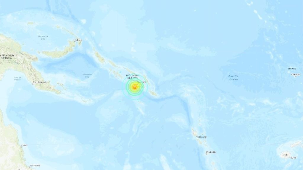 Epicentro del terremoto de magnitud 7 que ha sacudido las islas Salomón