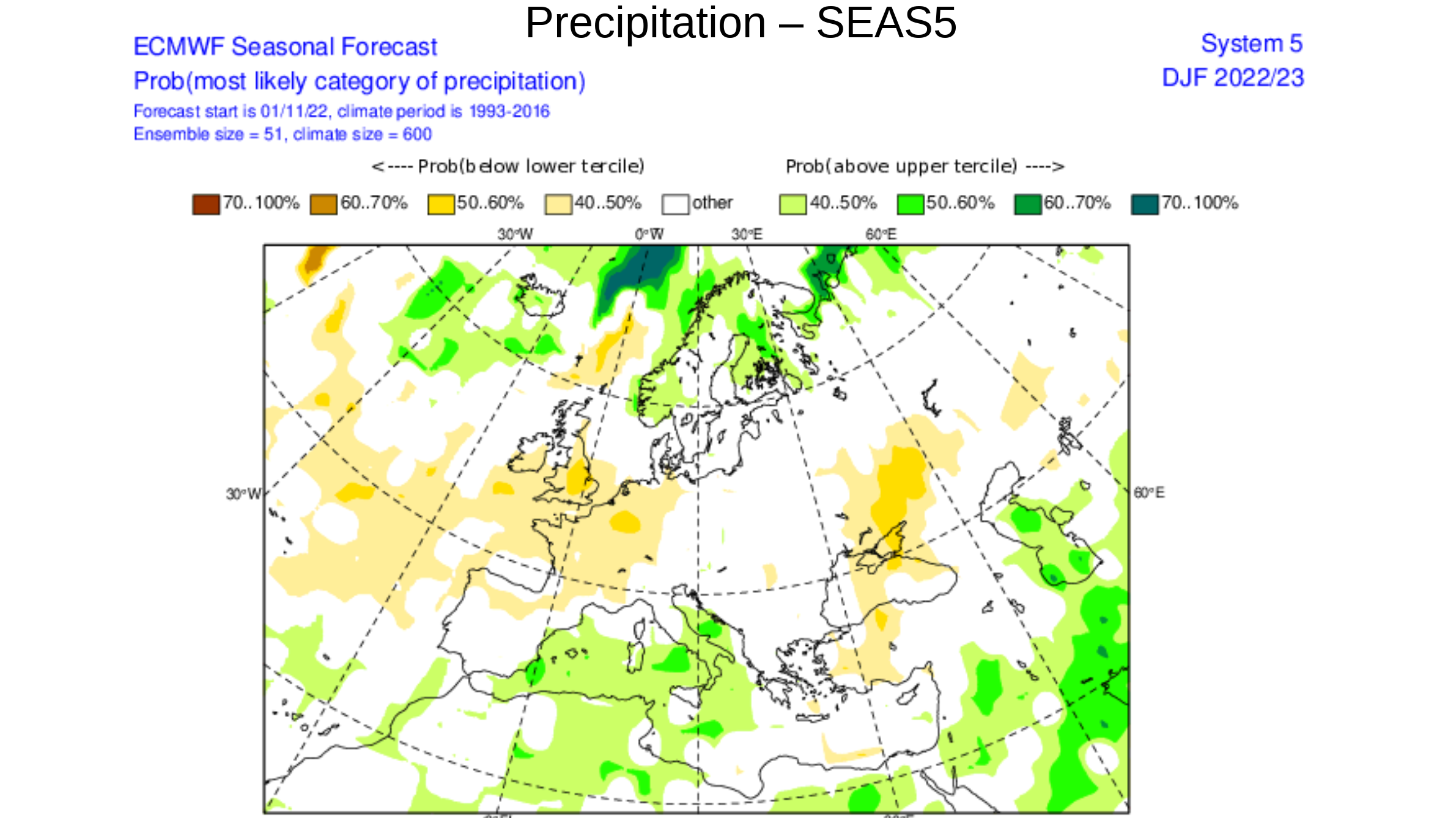 Anomalía de la precipitación prevista para diciembre-enero-febrero