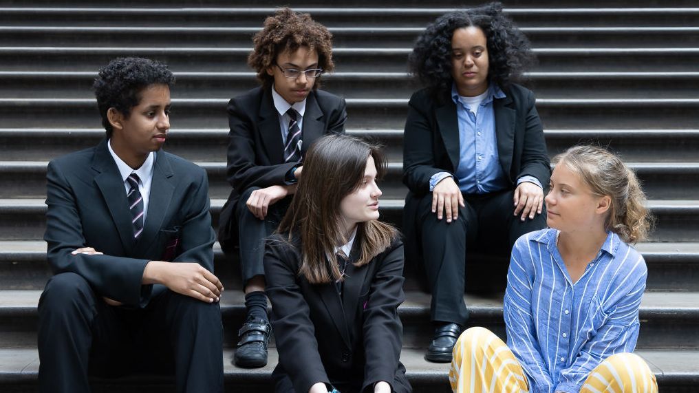 Greta Thunberg en un encuentro con jóvenes estudiantes de Ciencias en Londres