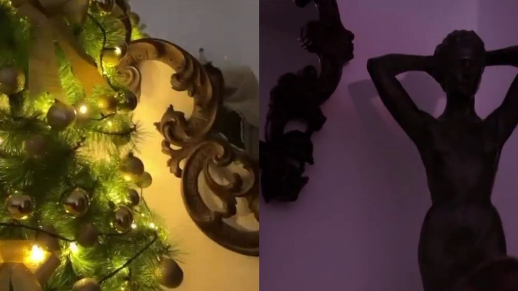 Marta López pone en su casa el árbol de navidad