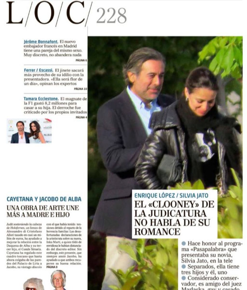 Jato y su ex, Enrique López, en la portada de LOC