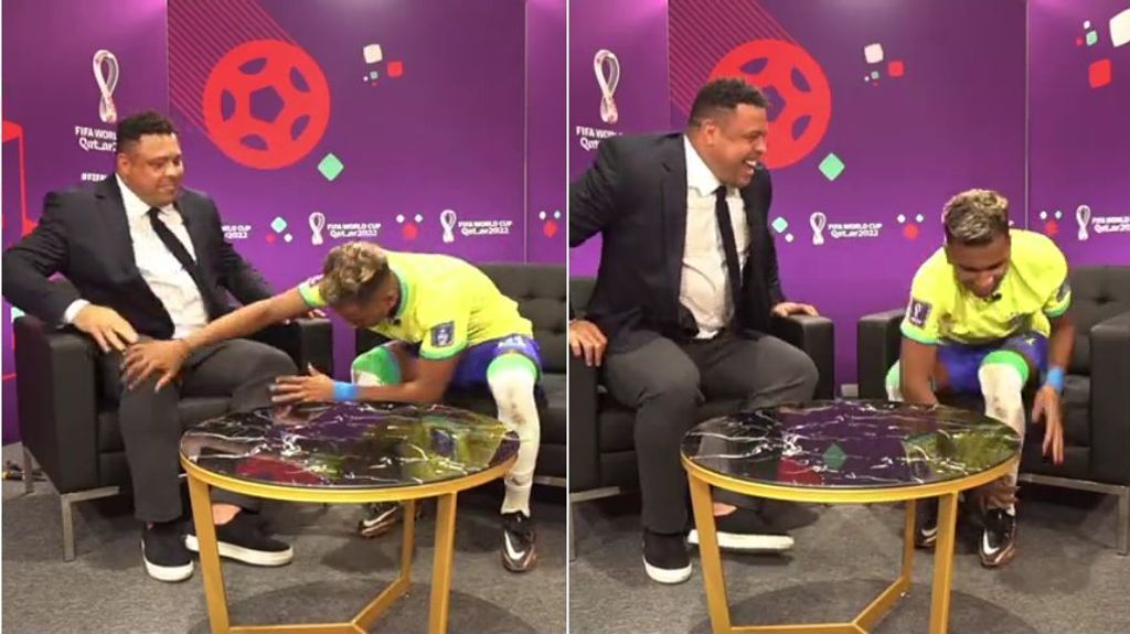 Rodrygo le frota las piernas a Ronaldo en plena entrevista: "Para ver si se me pega un poquito"