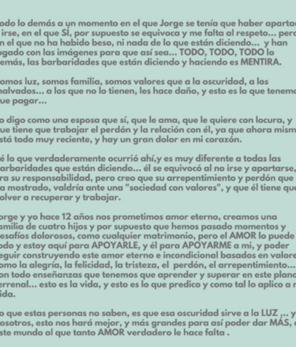 La mujer de Jorge Pérez apoya a su marido tras su tonteo con Alba Carrillo