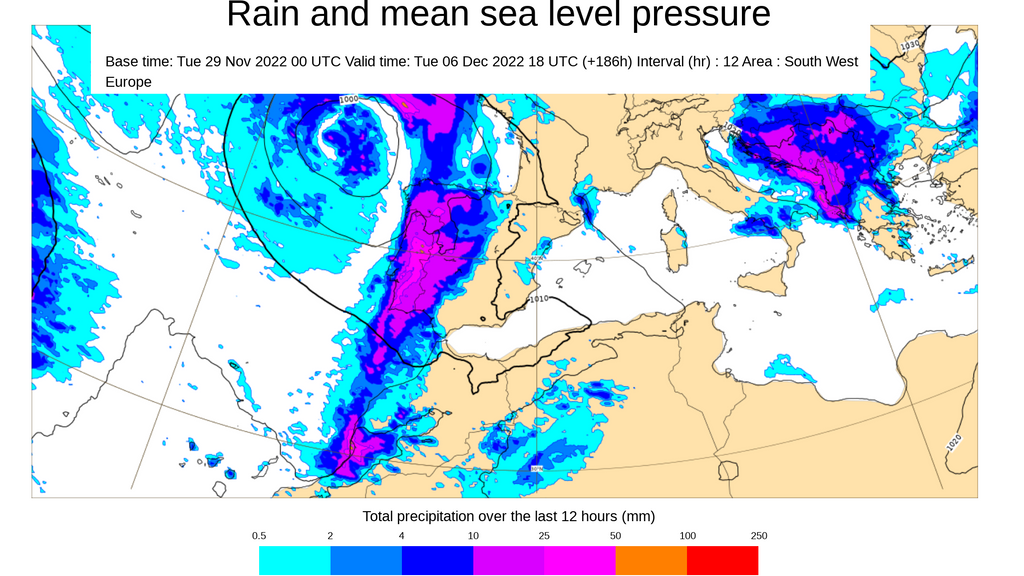 Lluvias previstas por uno de los frentes que afectarán a España la semana que viene