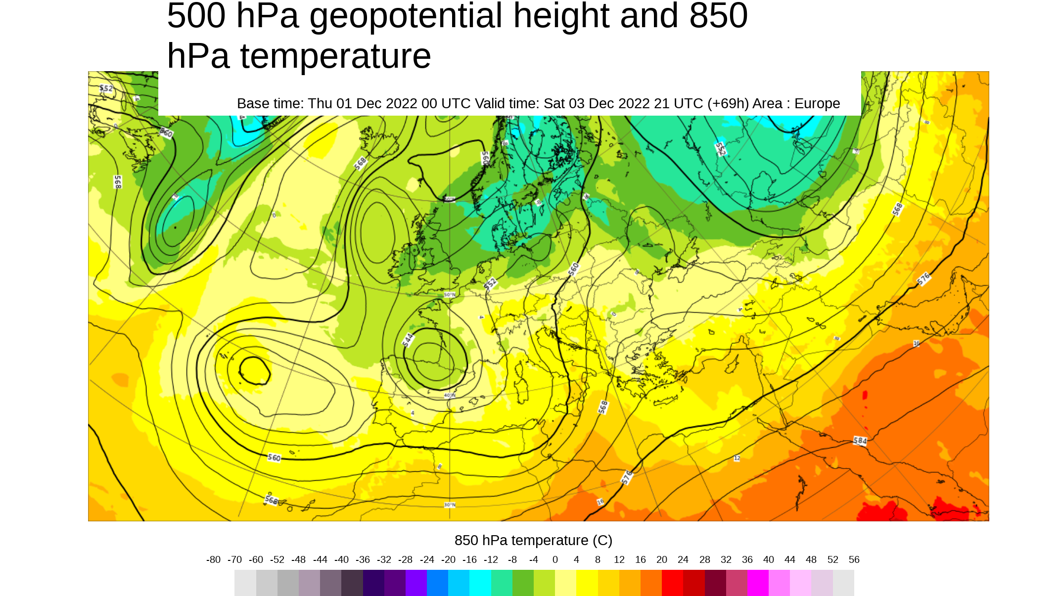 Temperatura y geopotencial 500 hPa