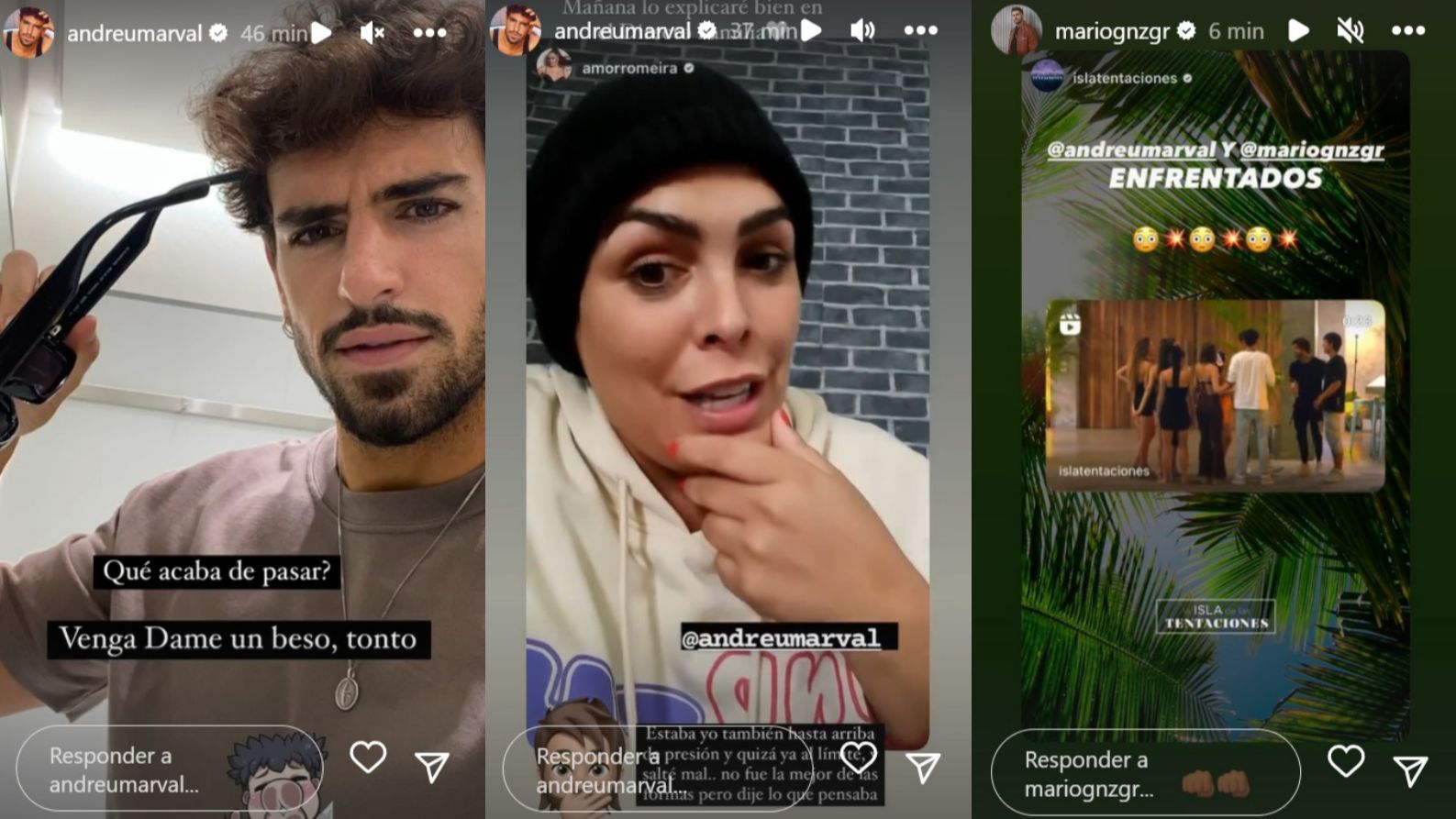 Andreu y Mario reaccionan a la emisión de las imágenes de su discusión