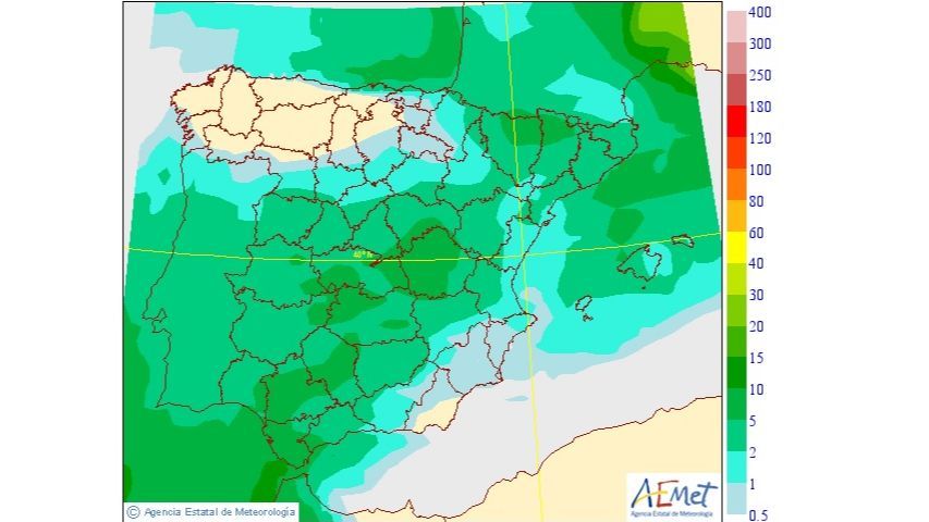 Precipitación media prevista para el domingo 4