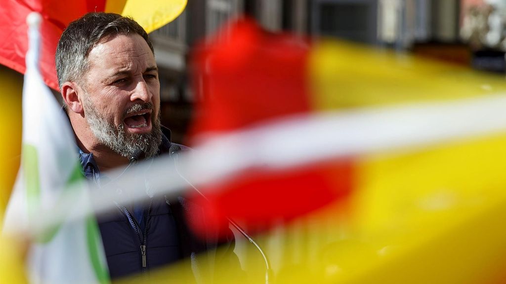 El presidente de Vox, Santiago Abascal, en un acto electoral