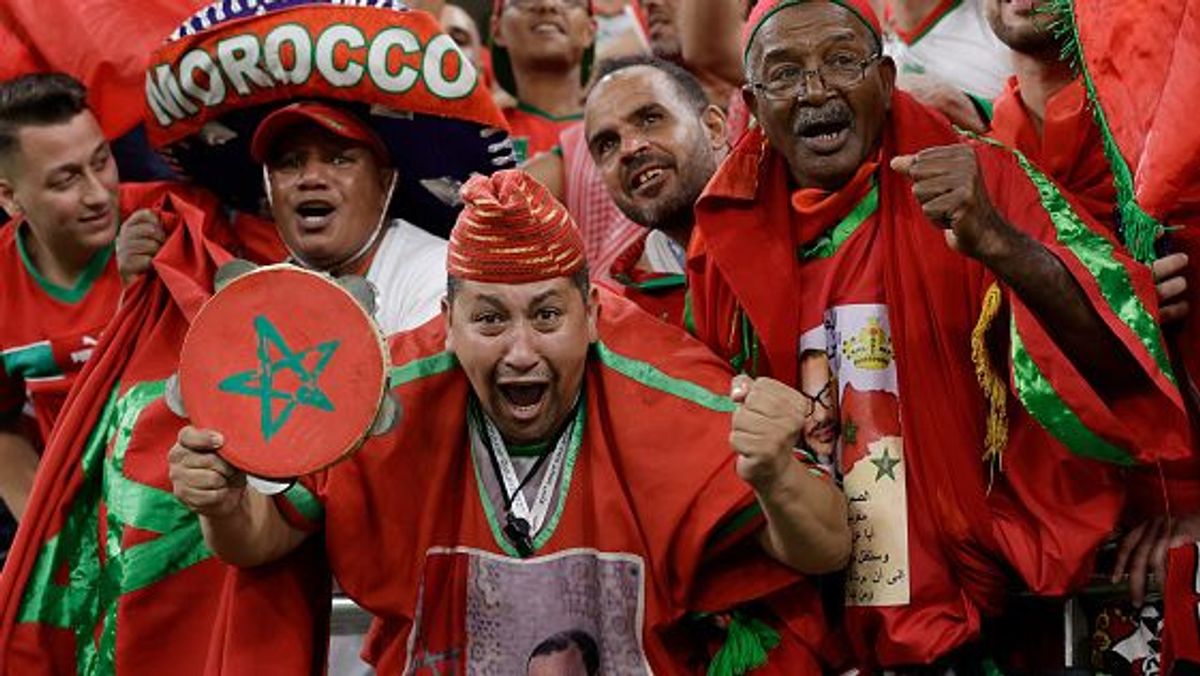 Aficionados de la selección de Marruecos en Catar