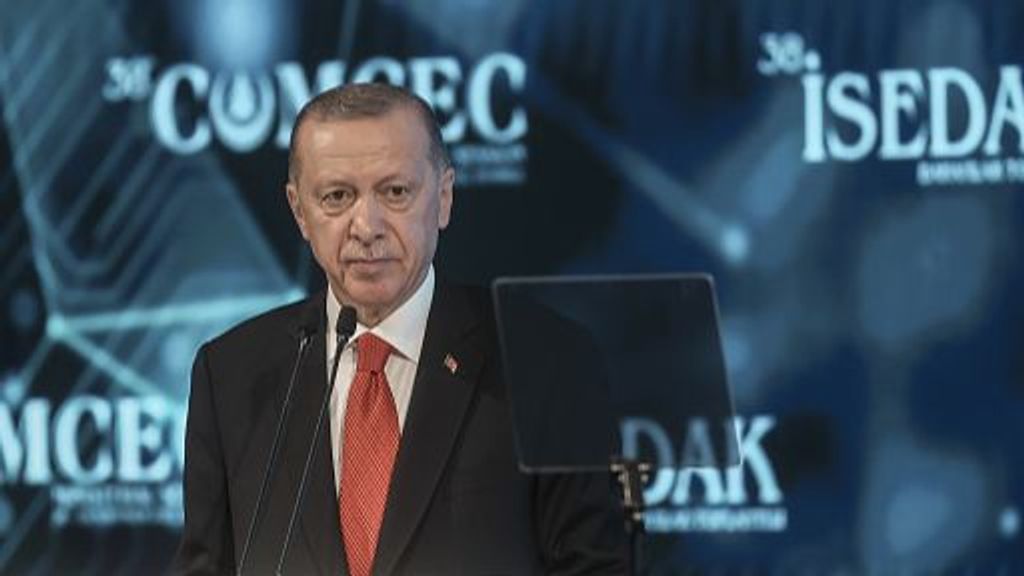 Erdogán durante una conferencia