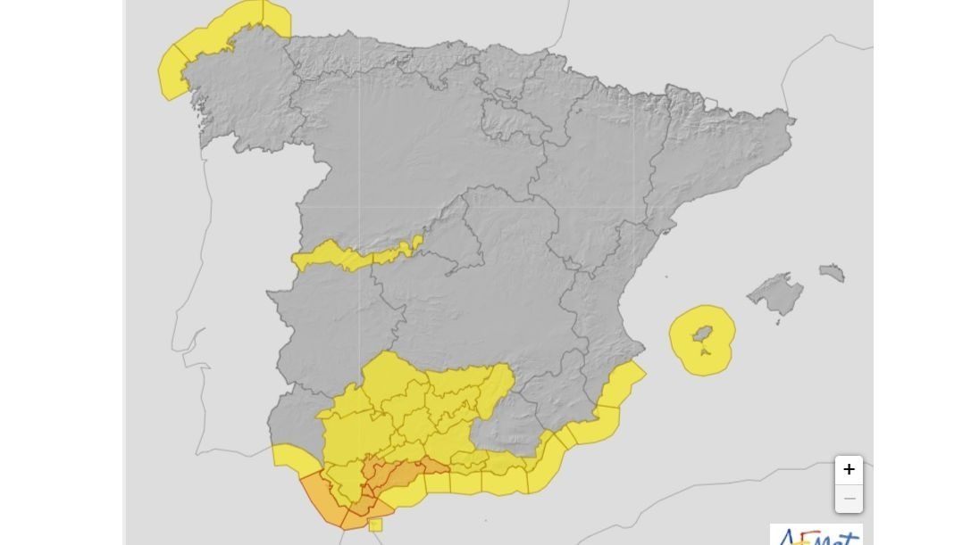 Avisos por lluvias, tormentas, viento y oleaje previstos para el viernes 9