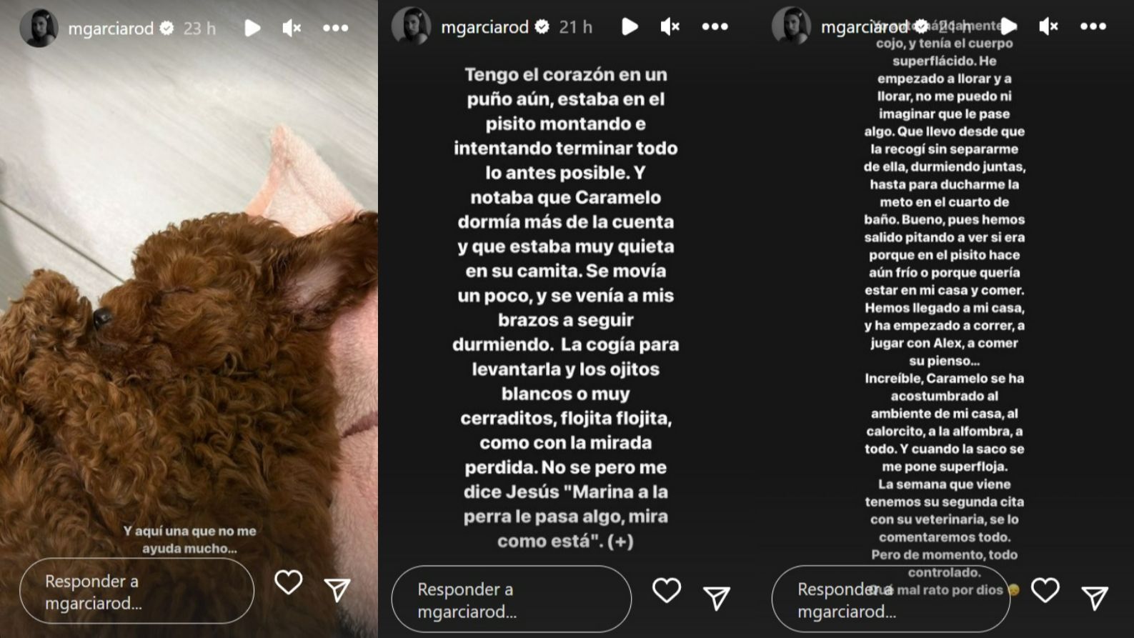 Marina García explica lo que le ha ocurrido a Caramelo