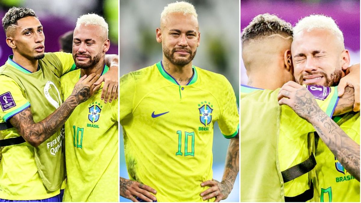 Neymar, desconsolado tras caer eliminado: el brasileño no podía parar de llorar