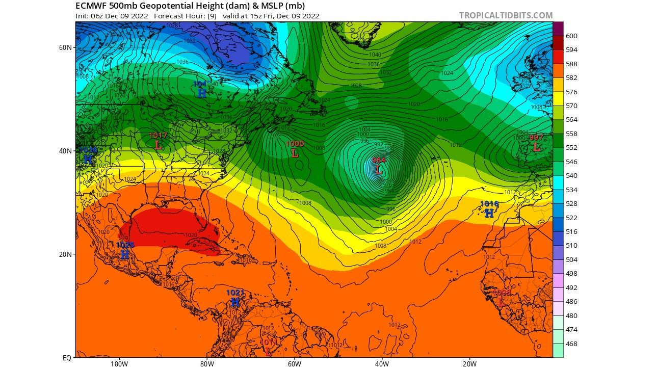 Temperatura y geopotencial 500 hPa