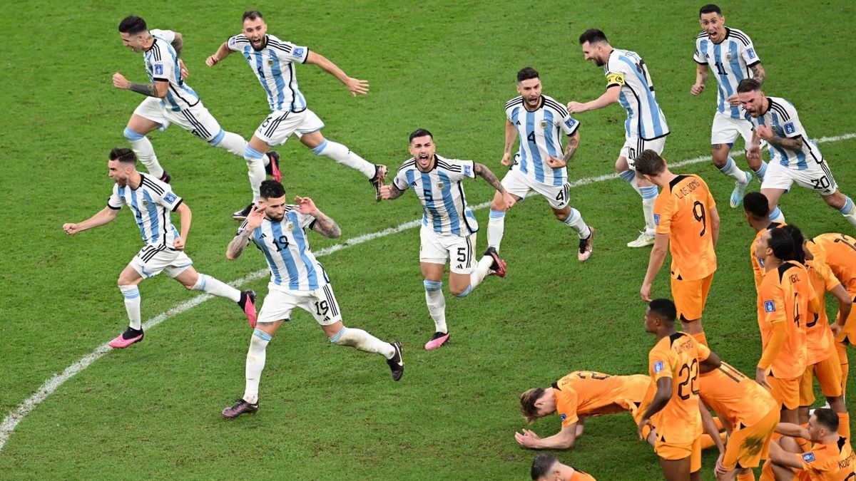 Celebración de Argentina contra Países Bajos en el Mundial de Catar