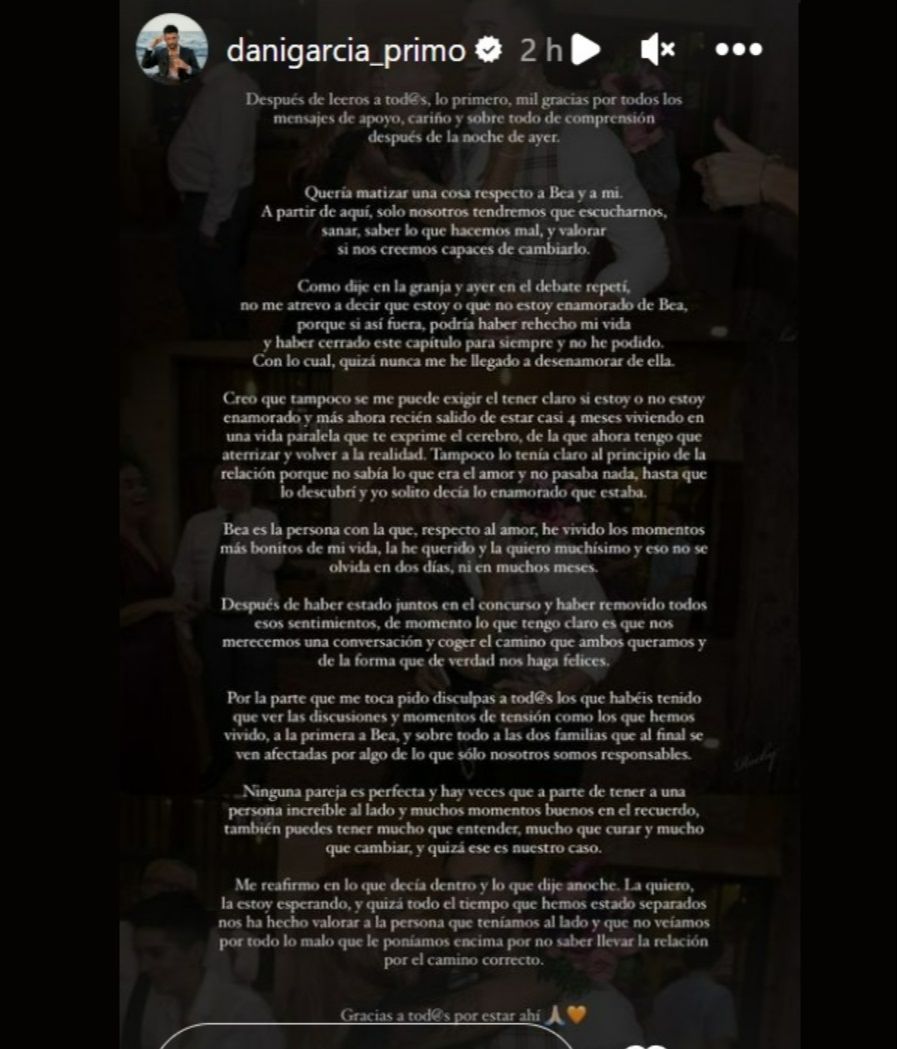 El comunicado difundido por Dani García