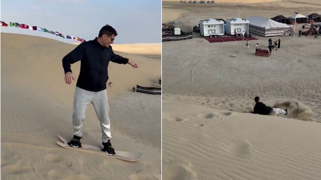 Casillas se pega un trompazo haciendo snowboard en el desierto: "Muy, muy torpe"