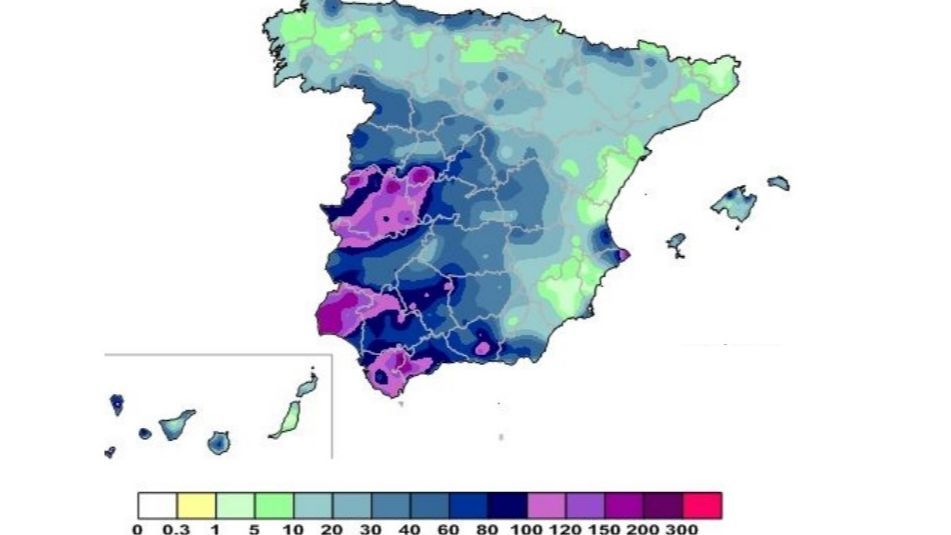 Precipitación acumulada los 10 primeros días de diciembre 2022