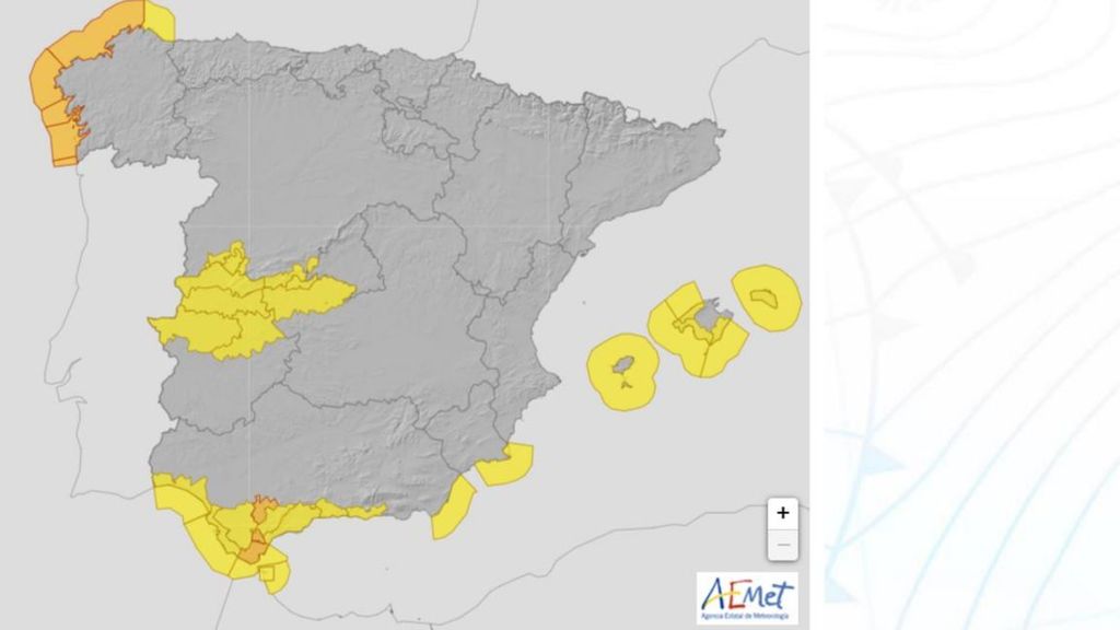 Avisos por lluvias, viento y temporal marítimo previstos para el miércoles