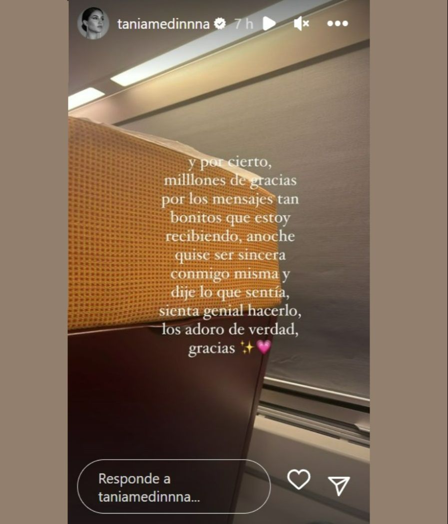 Tania Medina le agradece su apoyo a sus seguidores