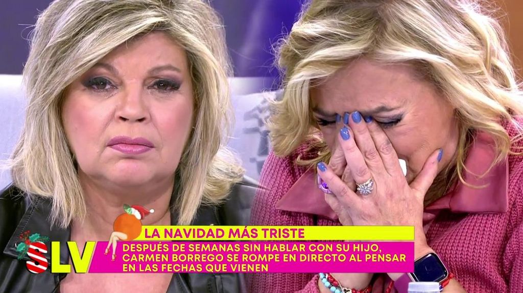 Carmen Borrego rompe a llorar y Terelu sale en su defensa ante la inexistente relación con su hijo