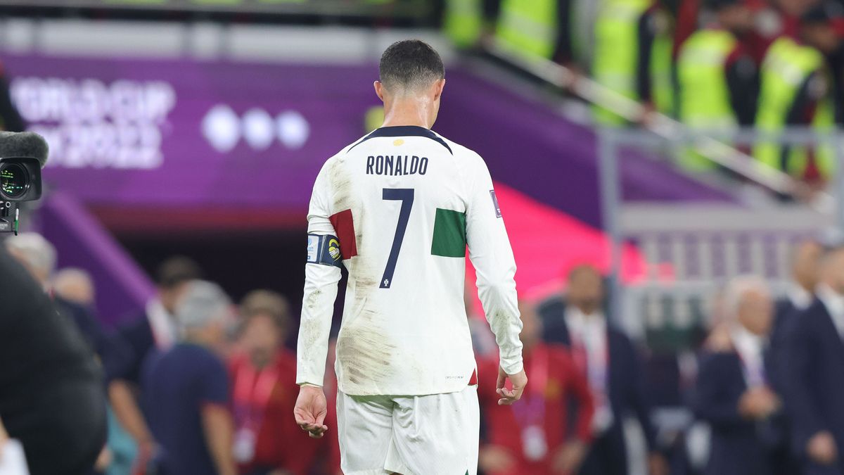 Cristiano Ronaldo of Portugal dejected at full time during the FIFA World Cup 2022, Quarter-final football match between Morocco and Portugal on December 10, 2022 at Al Thumama Stadium in Doha, Qatar - Photo Sebastian El-Saqqa / firo sportphoto / DPPI
