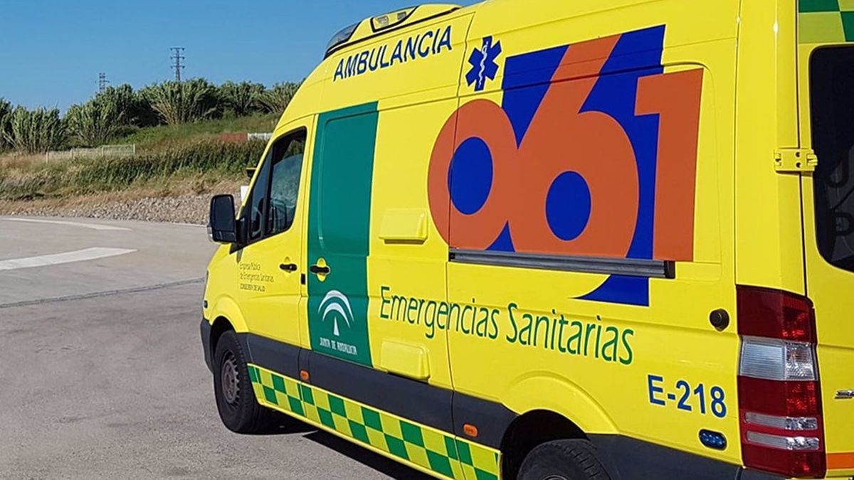 Una ambulancia del 061 traslada al trabajador herido en un accidente en una pirotecnia de Vélez de Benaudalla, Granada