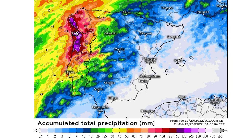 Precipitación prevista durante toda la semana