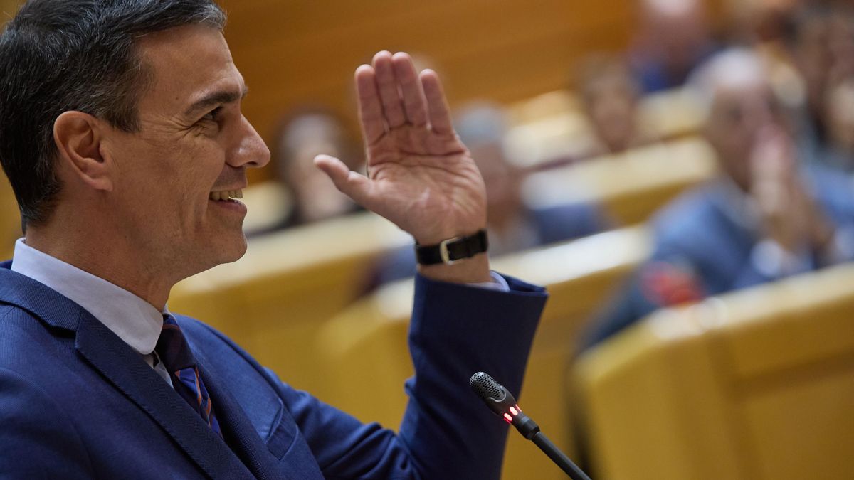 El presidente del Gobierno, Pedro Sánchez, durante su intervención en el pleno del Senado ayer