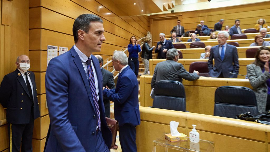 El presidente del Gobierno, Pedro Sánchez, entrando en el Senado