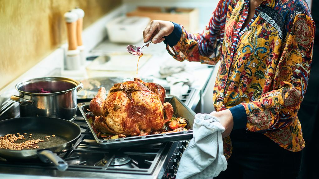 Imagen de archivo de un pavo asado para Navidad