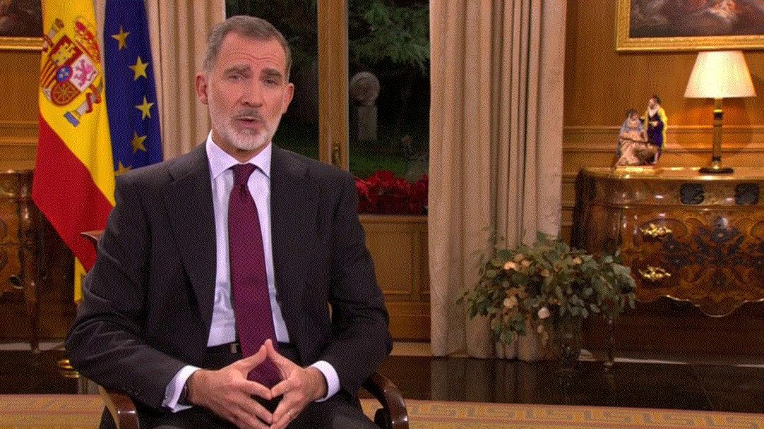 Las imágenes del discurso de Navidad de 2022 del rey Felipe VI con belén
