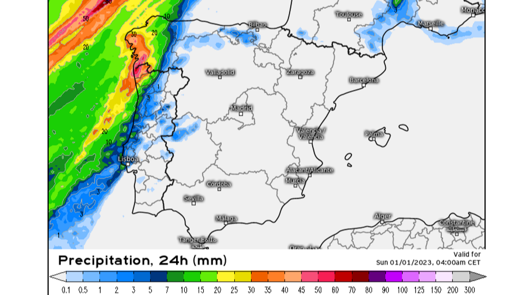 Precipitación prevista para el día 31