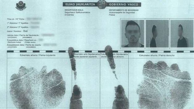 Ficha policial Ibai Poveda, asesino de Lukas Agirre