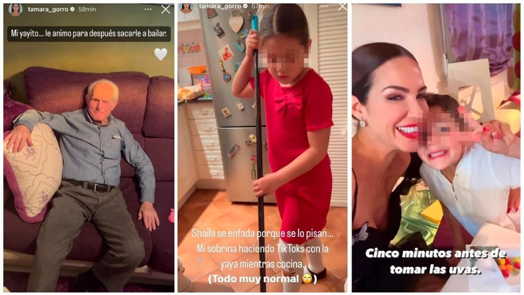 Tamara Gorro celebra con sus "yayos" y sus hijos la Nochevieja