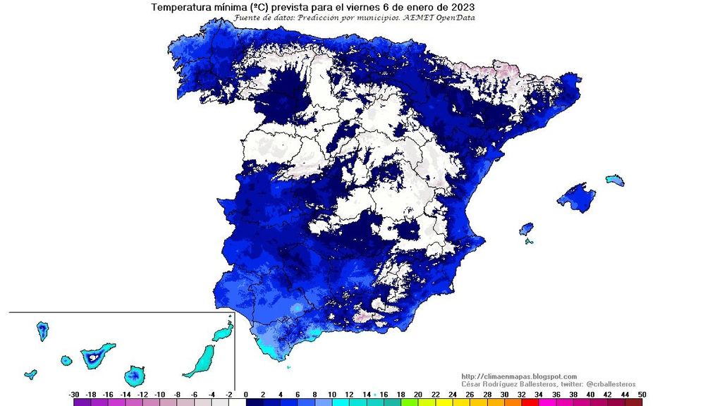 Temperaturas mínimas para la madrugada del 6 de enero