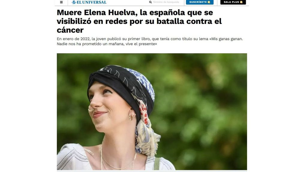 La muerte de Elena Huelva traspasa fronteras: medios internacionales la recuerdan como un 'icono' contra el cáncer