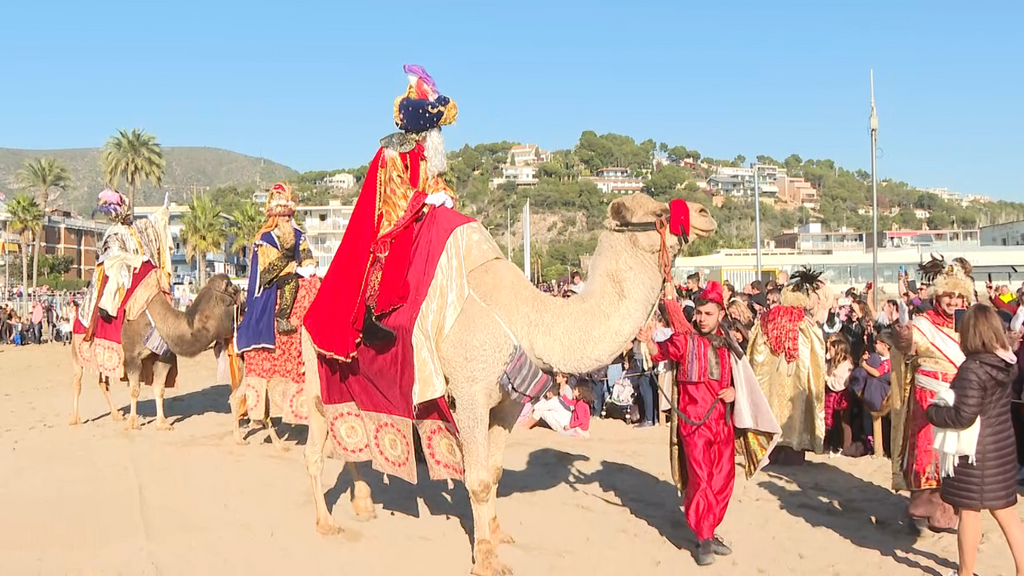 Los Reyes en su llegada a Castelldefels