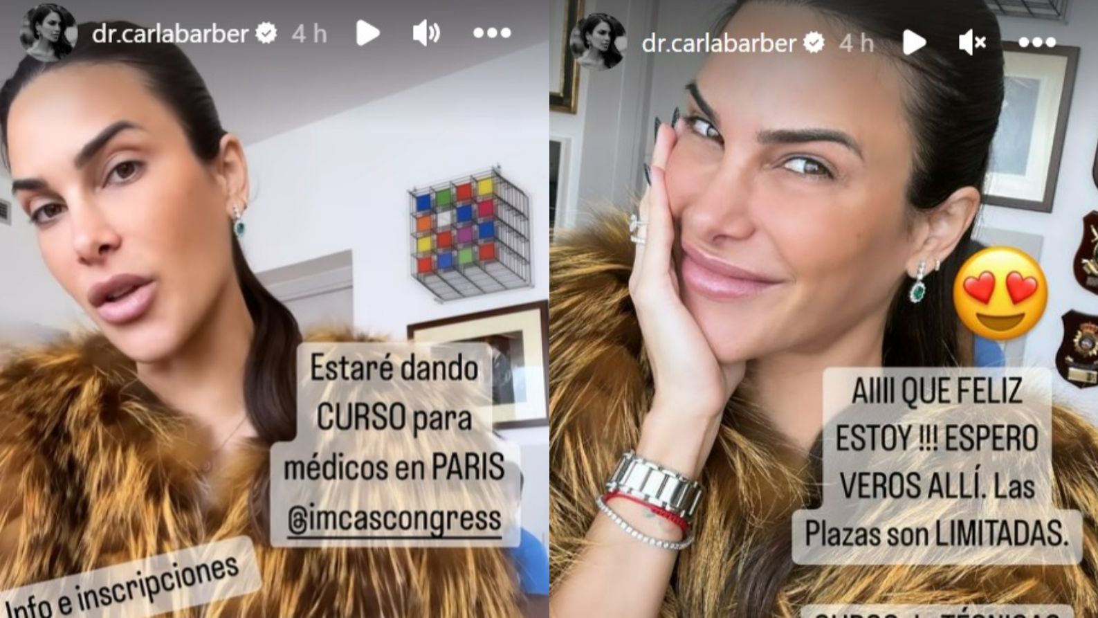 Carla Barber, emocionada con su participación en un congreso de medicina estética