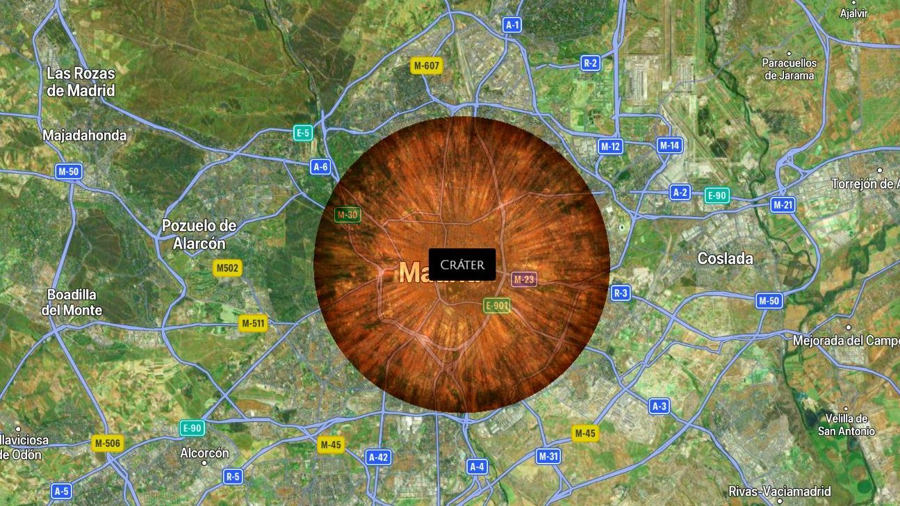 Cráter resultante del impacto del asteroide
