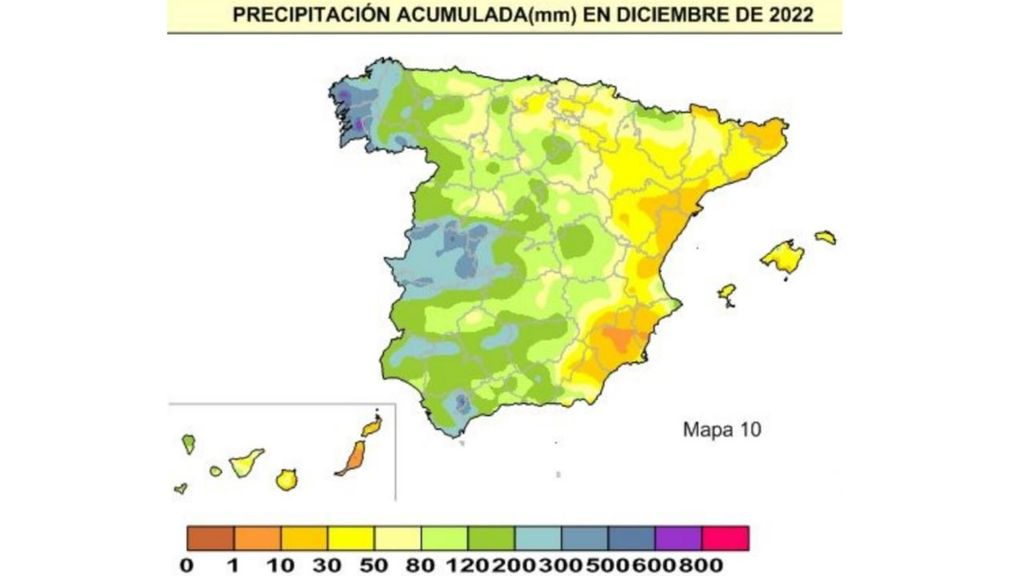 Precipitación acumulada en diciembre 2022