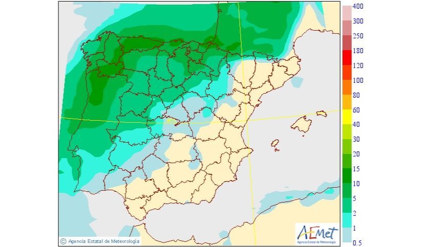 Precipitación media prevista para el miércoles 11