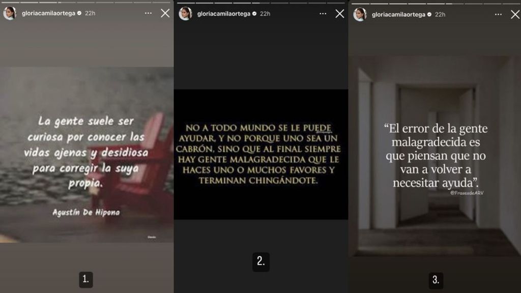 Ejemplo de indirectas de Gloria Camila