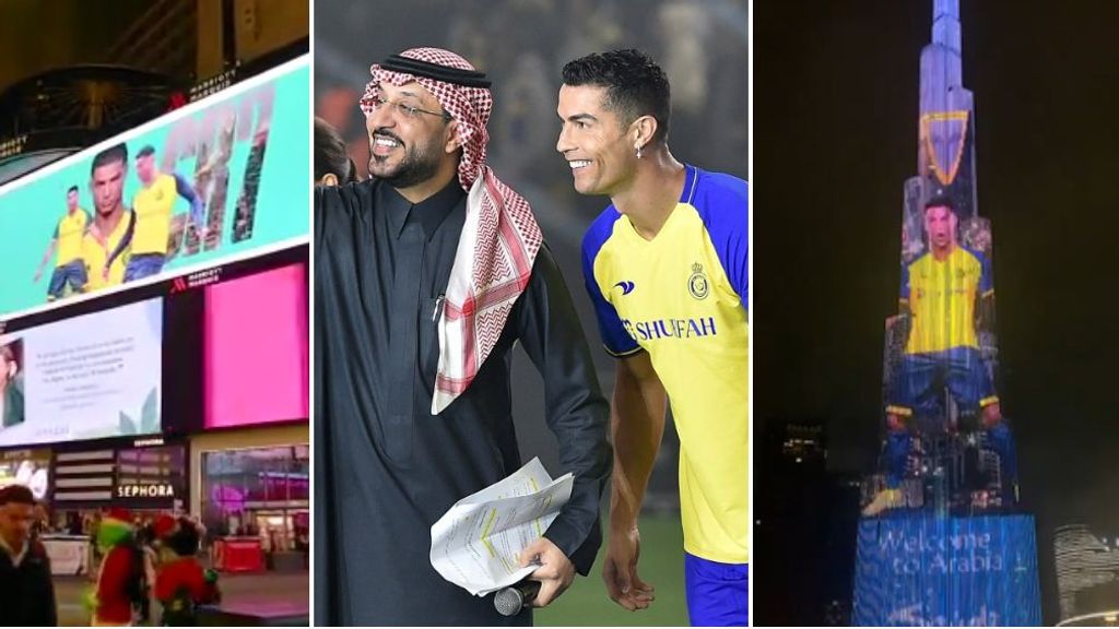 Cristiano ya ejerce como embajador de Arabia Saudita: aparece en Times Square y en Dubai