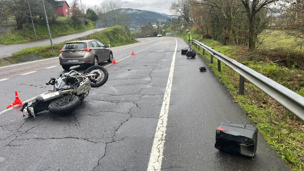 Accidente de un motorista en Cerdedo-Cotobade