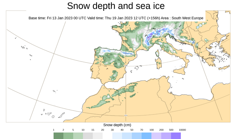 Acumulación de nieve prevista para el jueves 19