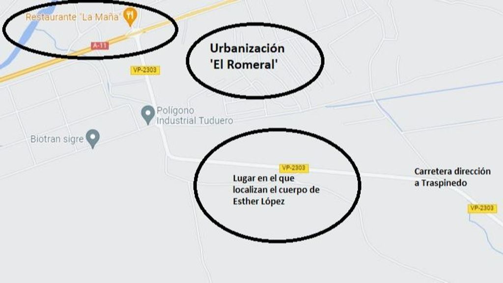 Mapa de los puntos clave en el caso Esther López