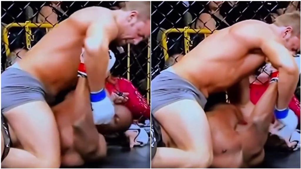 Un luchador de MMA coloca el bucal a su rival para acabar dejándole KO