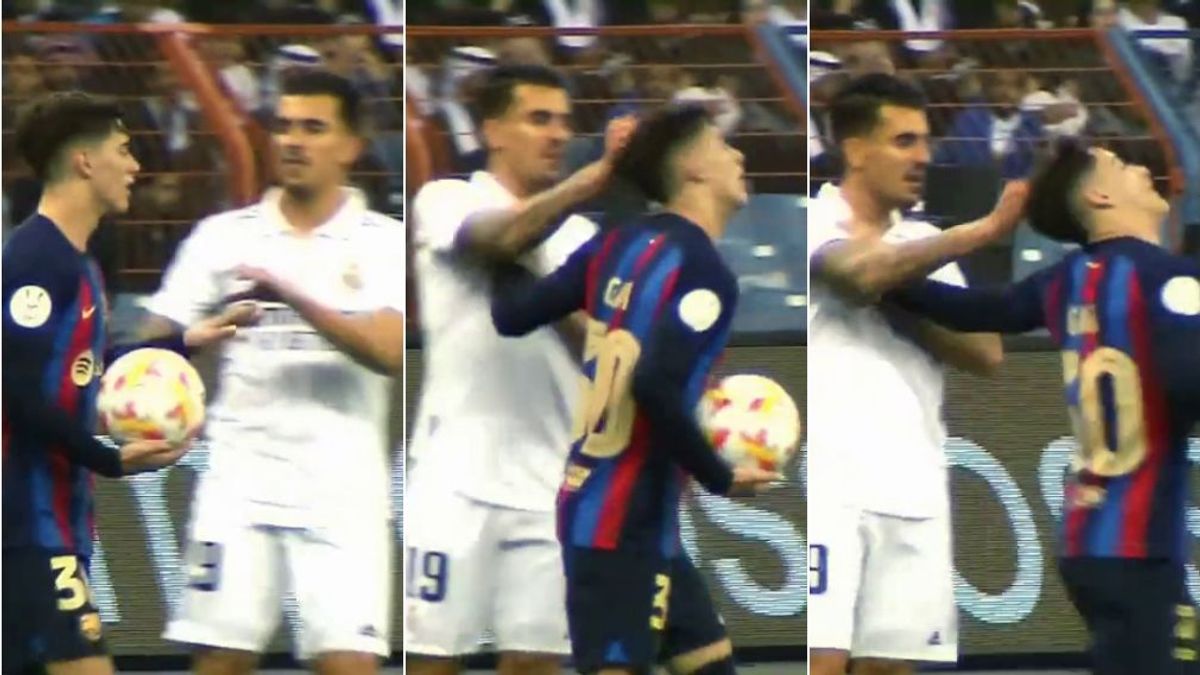 El árbitro se 'comió' una roja clara: Ceballos tiró del pelo a Gavi en pleno partido